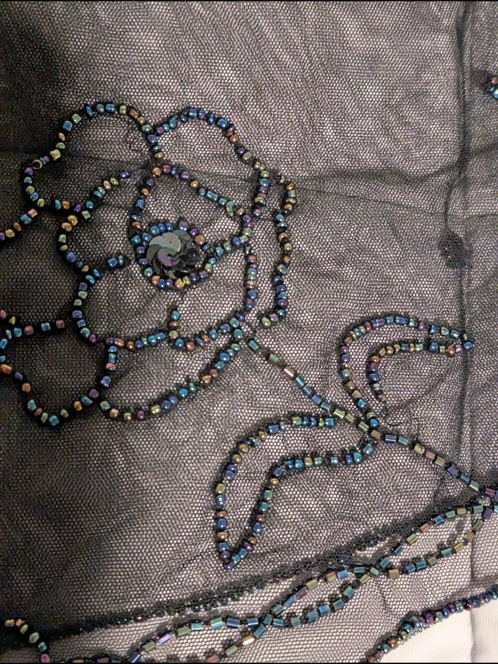 Betsey Johnson Black Floral Sheer Beaded Romantic Vampy Capelet - Picture 7 of 7